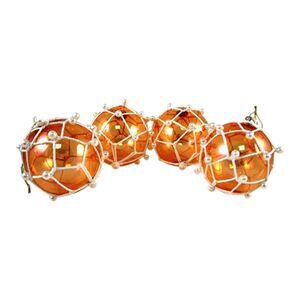 Translucent Fishing Net Glass Ornaments with Pearls 3.25 Inch Set of 4